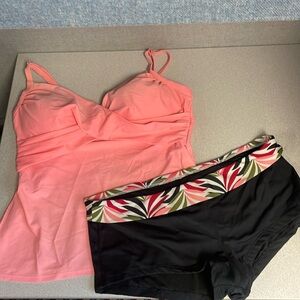 Tankini and boyshort swim set